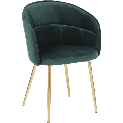 Lindsey Dining Chair in Green Velvet & Gold Metal